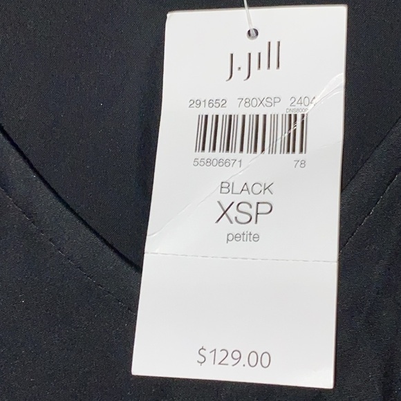 NWT J JILL WO SIZE XS PETITE BLACK TIERED FLUTTER SLEEVES DRESS ELASTIC WAIST - Picture 3 of 12